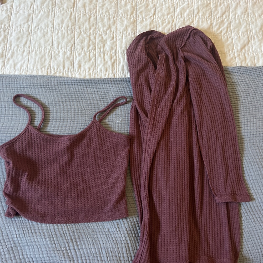 Matching set - waffle cami and cardigan